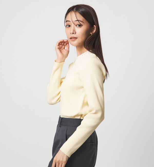 UNITED ARROWS green label relaxing「リブ エリレース 2WAY ニット プルオーバー ウォッシャブル」|ニット・セーター|