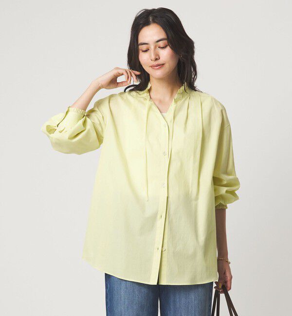 UNITED ARROWS green label relaxing「［size SHORTあり］フリルネック ブラウス」|シャツ・ブラウス|YELLOW