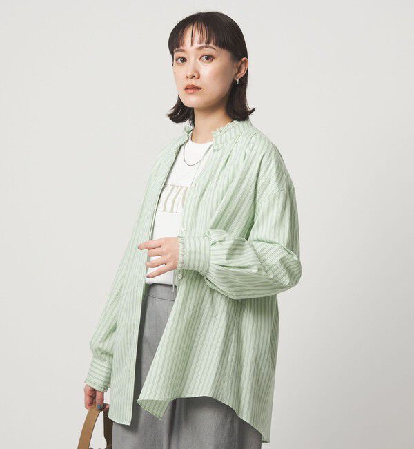 UNITED ARROWS green label relaxing「［size SHORTあり］フリルネック ブラウス」|シャツ・ブラウス|