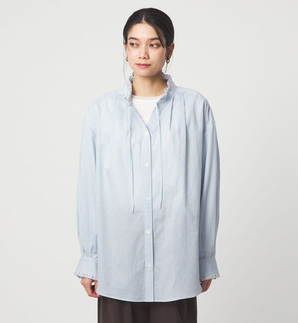 UNITED ARROWS green label relaxing「［size SHORTあり］フリルネック ブラウス」|シャツ・ブラウス|