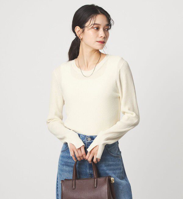 UNITED ARROWS green label relaxing「リブ ニット クルーネック プルオーバー ウォッシャブル」|ニット・セーター|