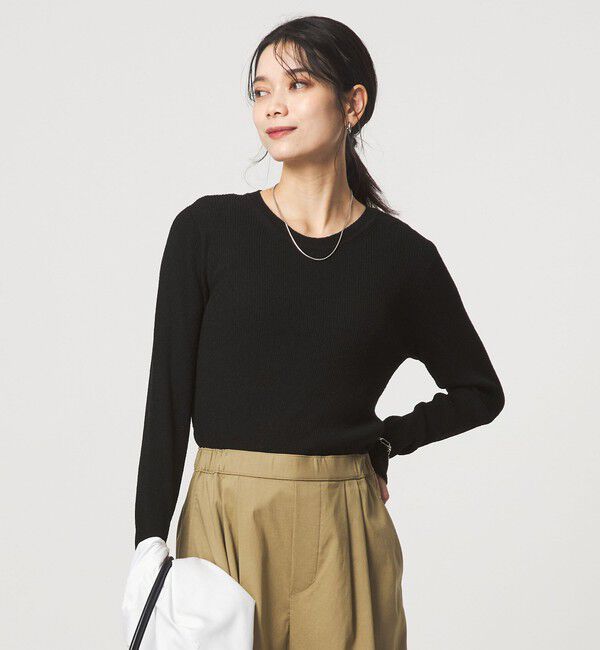 UNITED ARROWS green label relaxing「リブ ニット クルーネック プルオーバー ウォッシャブル」|ニット・セーター|
