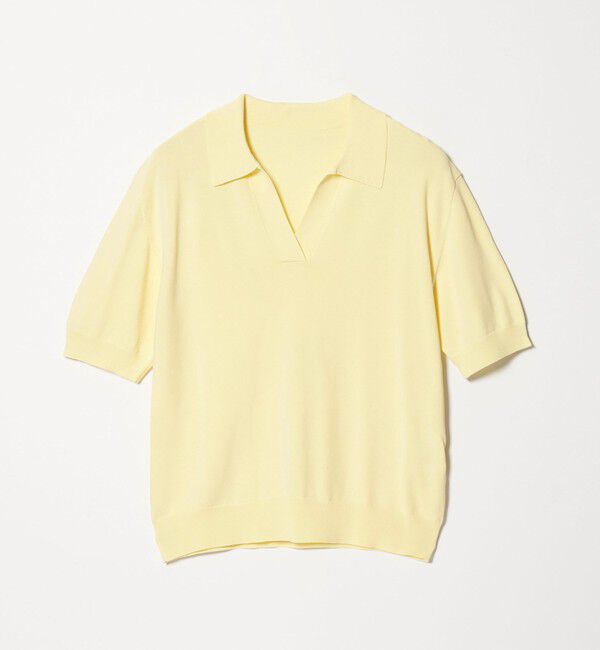 UNITED ARROWS green label relaxing「【WEB限定】＜at ease＞エリツキ スキッパー ニット 接触冷感 UVカット 遮熱」|ニット・セーター|YELLOW