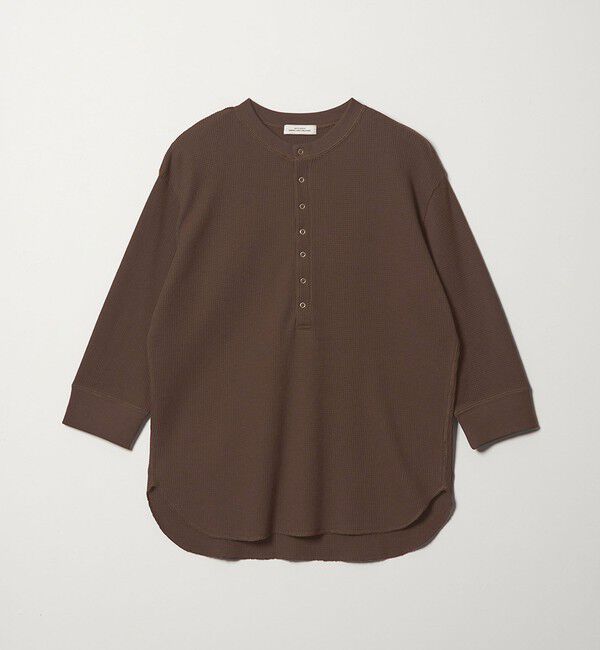 UNITED ARROWS green label relaxing「【WEB限定】＜at ease＞ワッフル ヘンリーネック 5分袖 カットソー」|Tシャツ・カットソー|DK.BROWN
