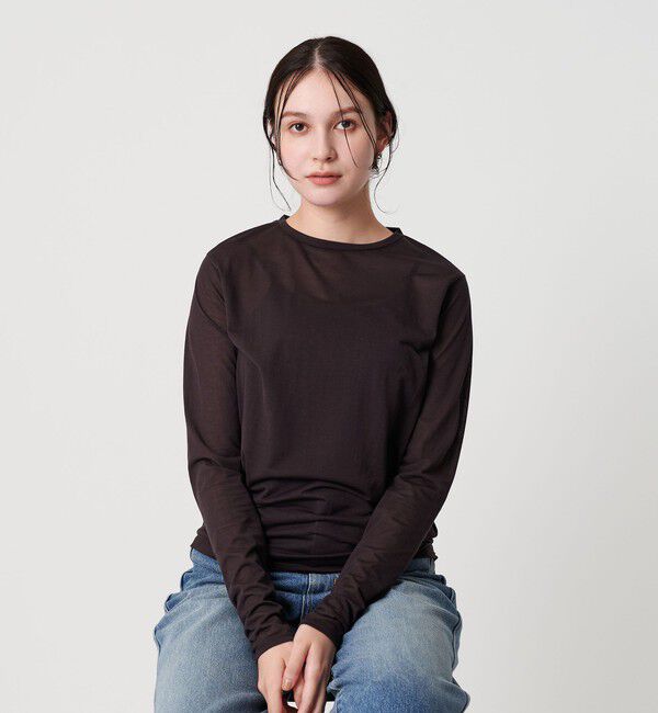 BEAUTY&YOUTH UNITED ARROWS「コットンナイロン天竺 シアー クルーネック Tシャツ」|Tシャツ・カットソー|DK.BROWN