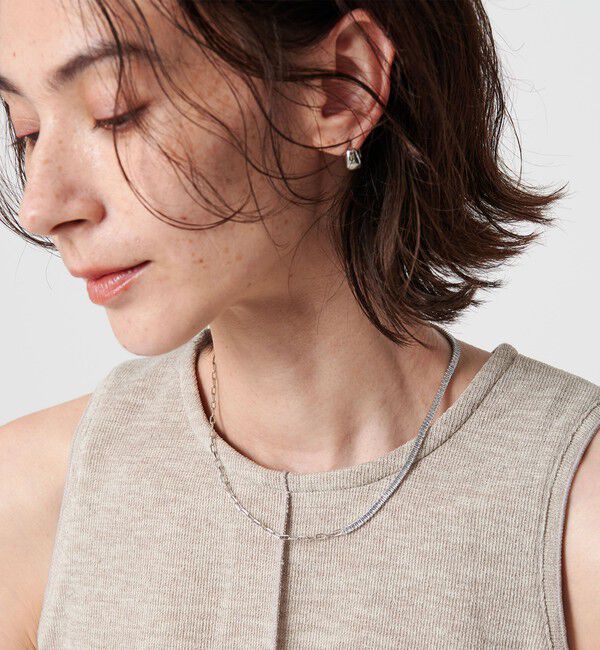 BEAUTY&YOUTH UNITED ARROWS「スクエア ビジュー&times;チェーン ネックレス」|ネックレス|SILVER