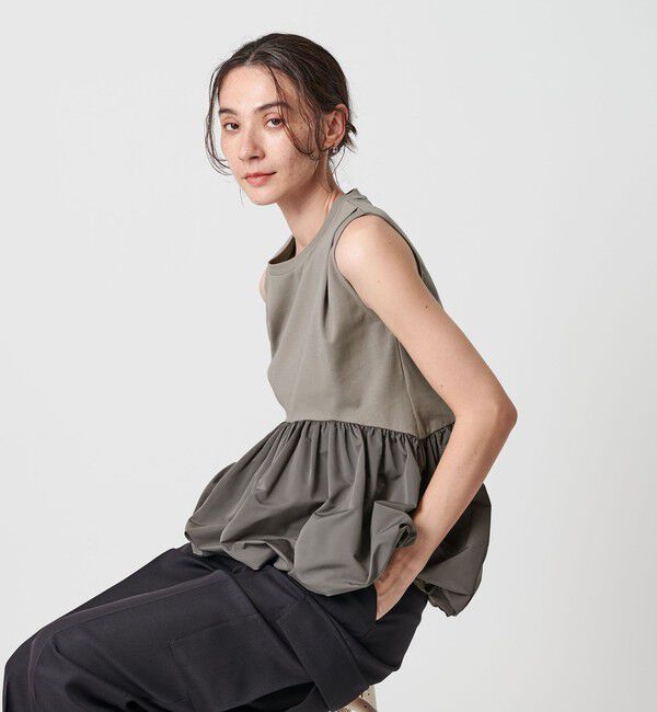 BEAUTY&YOUTH UNITED ARROWS「【WEB限定】ペプラムバルーン ノースリーブプルオーバー -ウォッシャブル-」|Tシャツ・カットソー|MD.GRAY