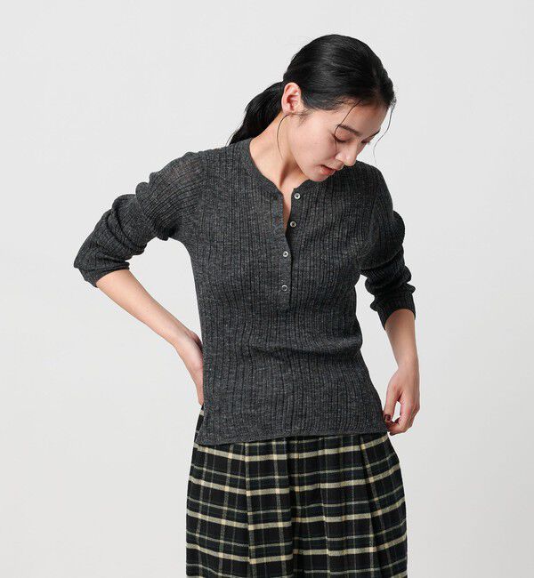 BEAUTY&YOUTH UNITED ARROWS「アルパカブレンド ランダムリブ ヘンリーネックプルオーバー」|ニット・セーター|