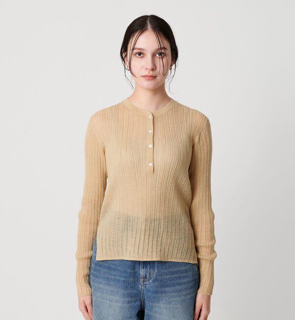 BEAUTY&YOUTH UNITED ARROWS「アルパカブレンド ランダムリブ ヘンリーネックプルオーバー」|ニット・セーター|