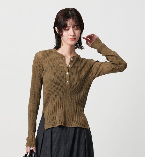 BEAUTY&YOUTH UNITED ARROWS「アルパカブレンド ランダムリブ ヘンリーネックプルオーバー」|ニット・セーター|