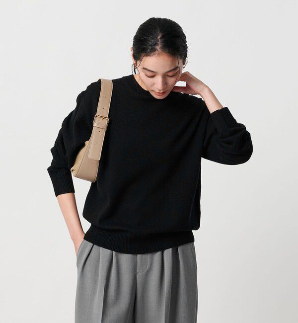 BEAUTY&YOUTH UNITED ARROWS「ウールカシミヤ天竺 クルーネック ニットプルオーバー ウォッシャブル」|ニット・セーター|BLACK