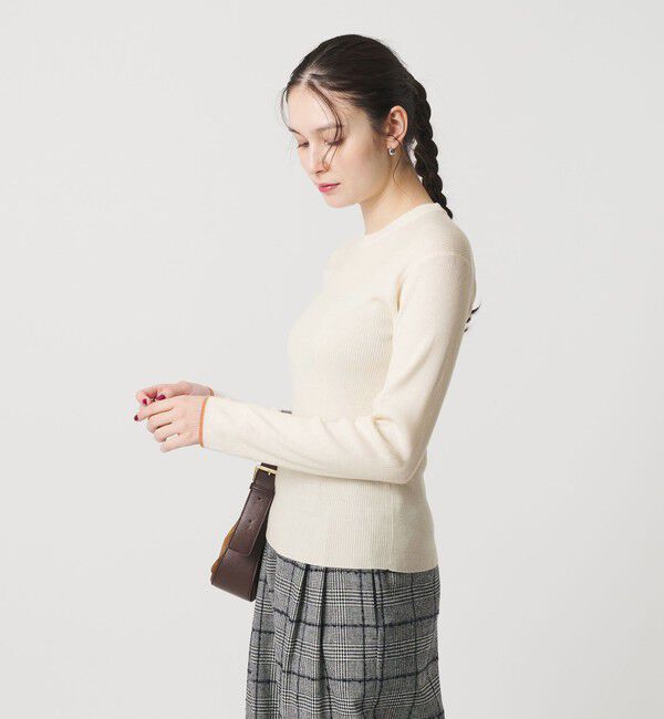 BEAUTY&YOUTH UNITED ARROWS「リブライン ニットプルオーバー ウォッシャブル」|ニット・セーター|OFF WHITE