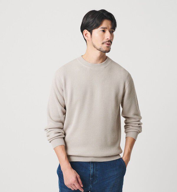 BEAUTY&YOUTH UNITED ARROWS「【WEB限定 WARDROBE SMART】マシーンウォッシャブル ウールミックス アゼ クルーネック」|ニット・セーター|