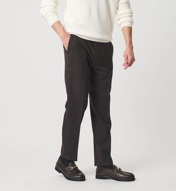 BEAUTY&YOUTH UNITED ARROWS「【WEB限定 WARDROBE SMART】ウールライク ノープリーツ パンツ」|チノ|DK.BROWN