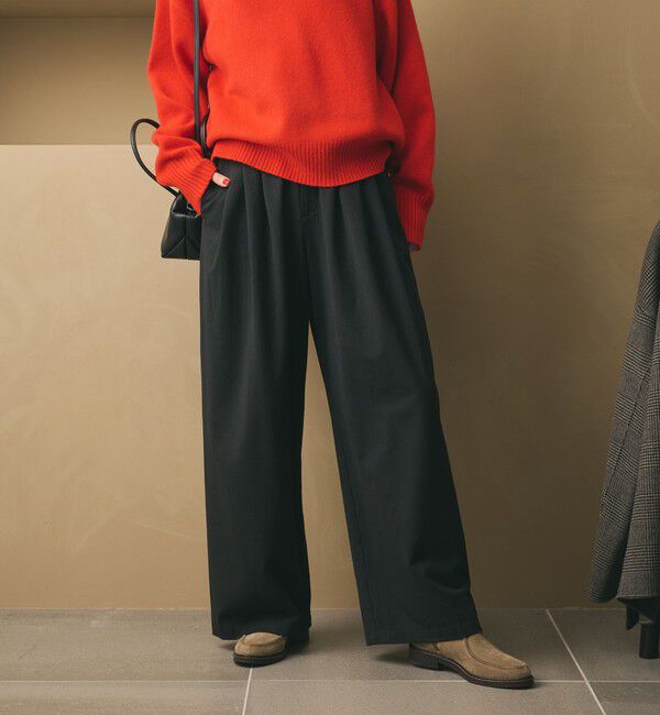 BEAUTY&YOUTH UNITED ARROWS「毛ポリエステルレーヨンブレンド ワイドタックパンツ」|スラックス|