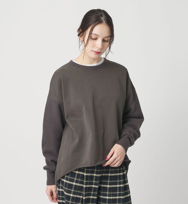 BEAUTY&YOUTH UNITED ARROWS「【WEB限定】スウェット&times;ニット コンビプルオーバー ウォッシャブル」|ニット・セーター|