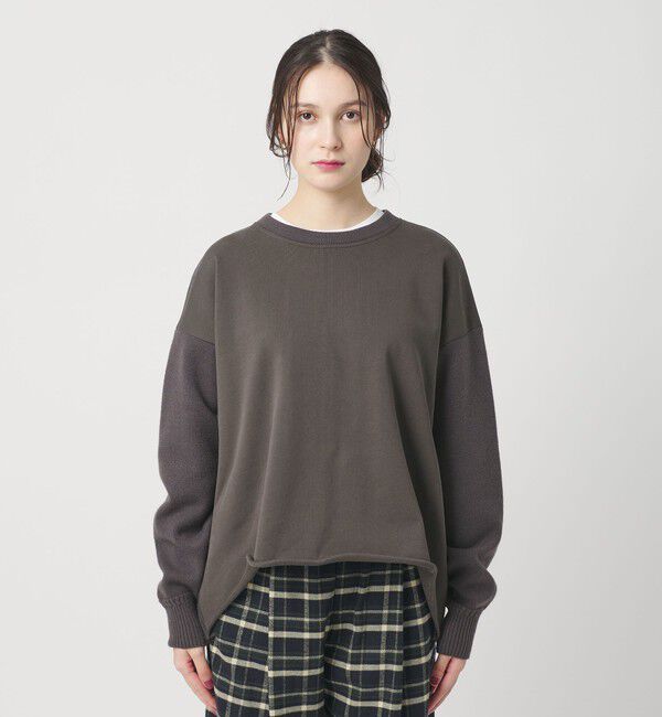 BEAUTY&YOUTH UNITED ARROWS「【WEB限定】スウェット&times;ニット コンビプルオーバー ウォッシャブル」|ニット・セーター|