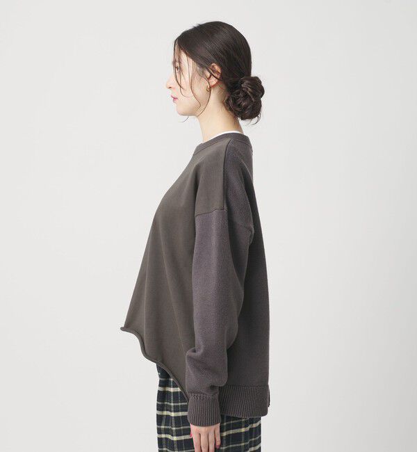 BEAUTY&YOUTH UNITED ARROWS「【WEB限定】スウェット&times;ニット コンビプルオーバー ウォッシャブル」|ニット・セーター|