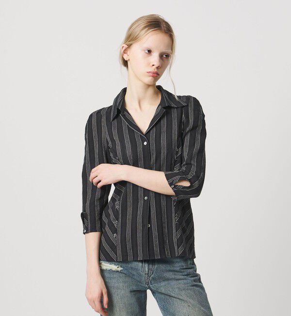 ATTISESSION「＜ATTISESSION＞コットン ギャザー 6分袖 シャツ」|シャツ・ブラウス|