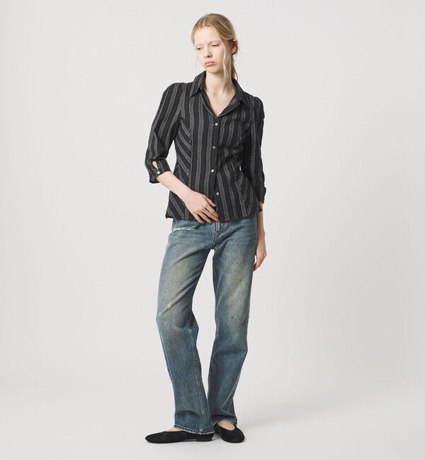 ATTISESSION「＜ATTISESSION＞コットン ギャザー 6分袖 シャツ」|シャツ・ブラウス|