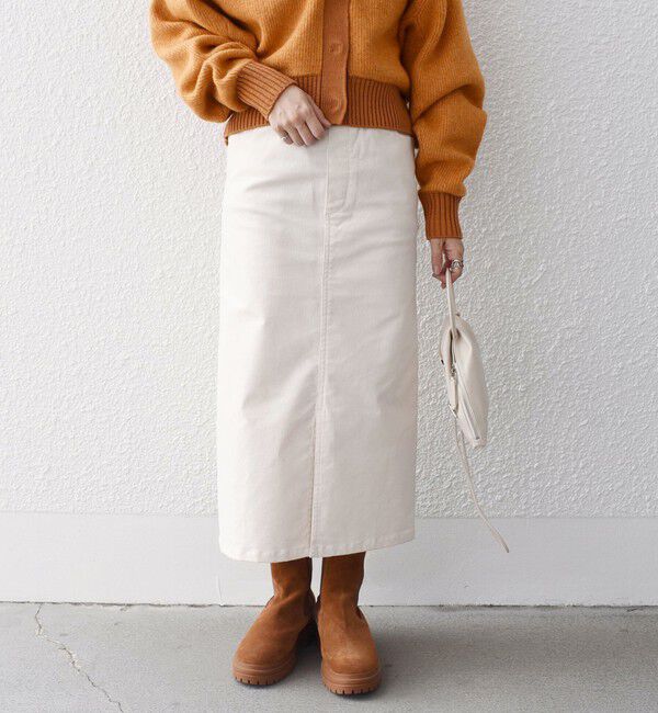 SHIPS for women「*〈手洗い可能〉ストレッチ コーデュロイ イージー ナロー スカート ◇」|タイト|