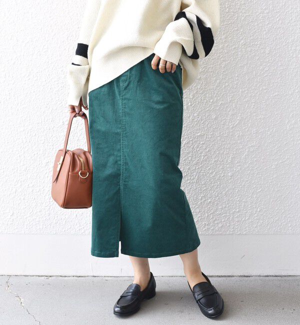 SHIPS for women「*〈手洗い可能〉ストレッチ コーデュロイ イージー ナロー スカート ◇」|タイト|