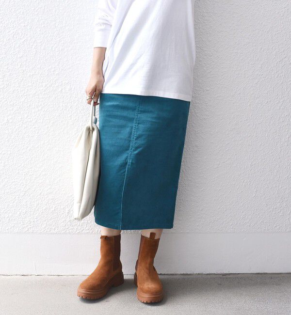 SHIPS for women「*〈手洗い可能〉ストレッチ コーデュロイ イージー ナロー スカート ◇」|タイト|