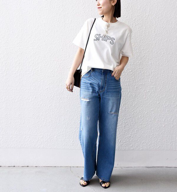 SHIPS for women「【WEB限定】 SHIPS ラウンド プリント ロゴ TEE」|Tシャツ・カットソー|