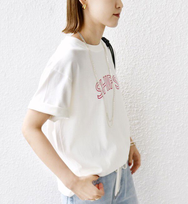 SHIPS for women「【WEB限定】 SHIPS ラウンド プリント ロゴ TEE」|Tシャツ・カットソー|