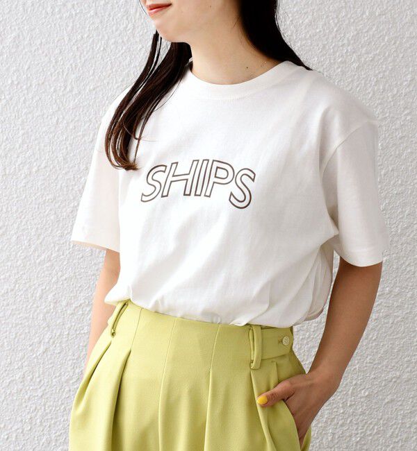 SHIPS for women「【WEB限定】 SHIPS ラウンド プリント ロゴ TEE」|Tシャツ・カットソー|