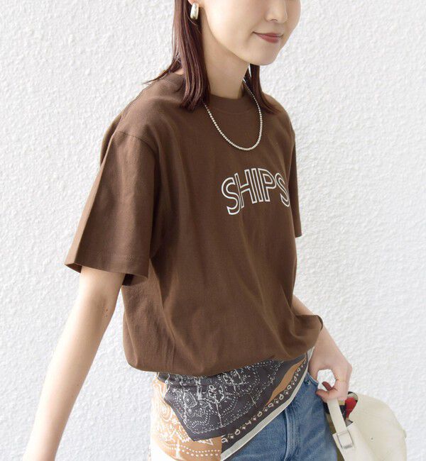 SHIPS for women「【WEB限定】 SHIPS ラウンド プリント ロゴ TEE」|Tシャツ・カットソー|