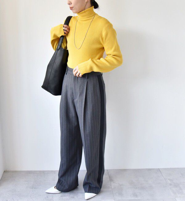 quaranciel「quaranciel:〈手洗い可能〉コットン タートルネック リブ ニット」|ニット・セーター|