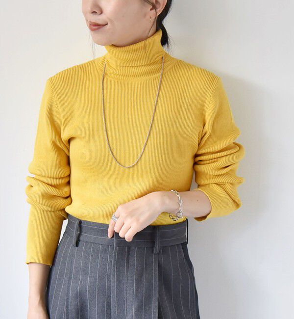 quaranciel「quaranciel:〈手洗い可能〉コットン タートルネック リブ ニット」|ニット・セーター|