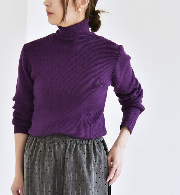 quaranciel「quaranciel:〈手洗い可能〉コットン タートルネック リブ ニット」|ニット・セーター|