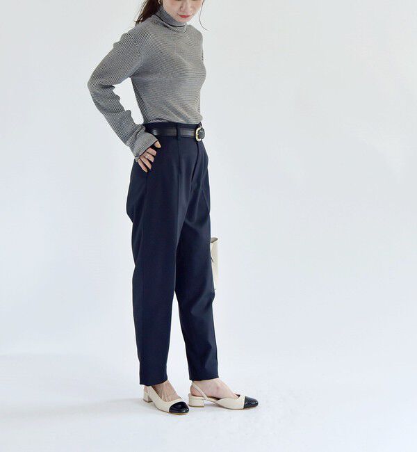 quaranciel「quaranciel:〈手洗い可能〉コットン タートルネック リブ ニット」|ニット・セーター|