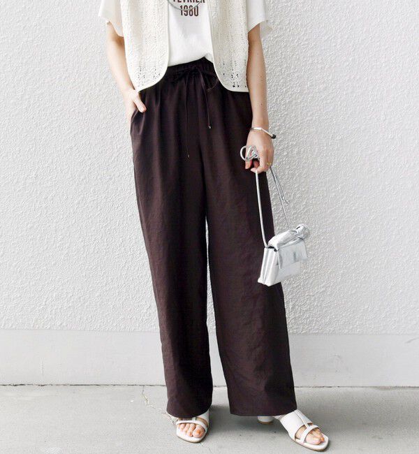 SHIPS for women「《一部追加予約》〈手洗い可能〉ツイル ドロスト パンツ」|その他|ブラウン