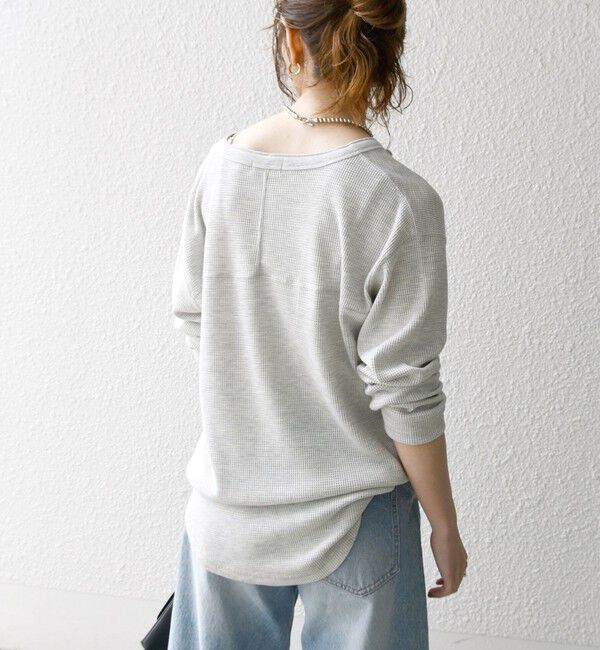 SHIPS any「SHIPS any:〈洗濯機可能〉ワッフル ヘンリーネック ラウンドヘム プルオーバー」|Tシャツ・カットソー|