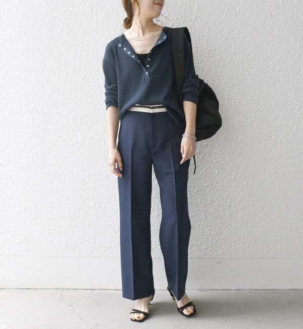 SHIPS any「SHIPS any:〈洗濯機可能〉ワッフル ヘンリーネック ラウンドヘム プルオーバー」|Tシャツ・カットソー|