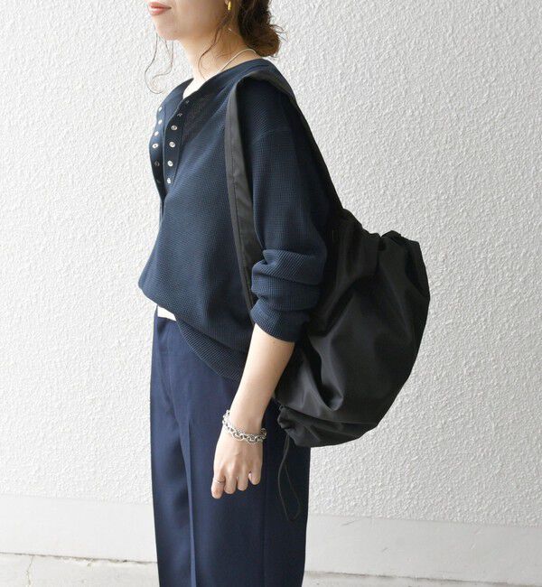 SHIPS any「SHIPS any:〈洗濯機可能〉ワッフル ヘンリーネック ラウンドヘム プルオーバー」|Tシャツ・カットソー|