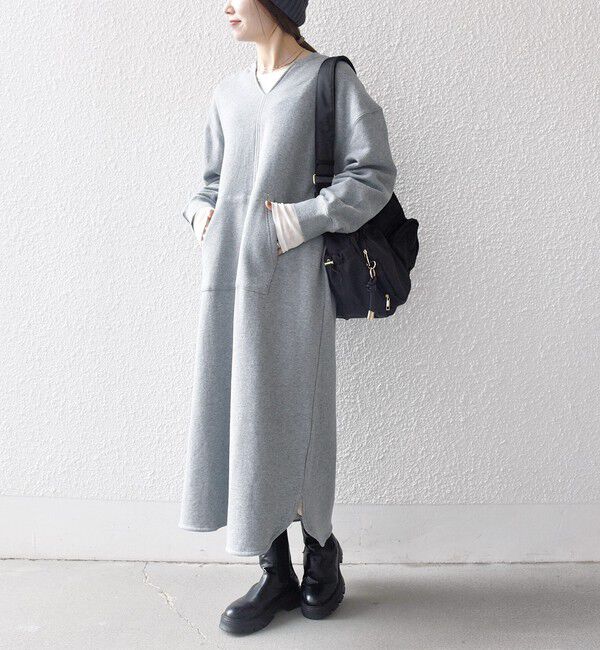 SHIPS any「【WEB限定】SHIPS any: USA コットン 裏起毛 ポケット スウェット ワンピース」|ワンピース|