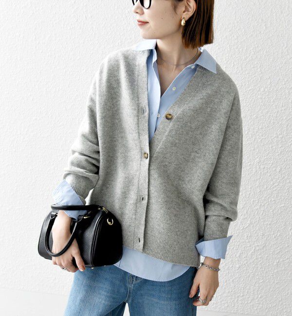 SHIPS any「SHIPS any:〈手洗い可能〉AQUA カシミヤ ミックス スキッパー カーディガン」|カーディガン|