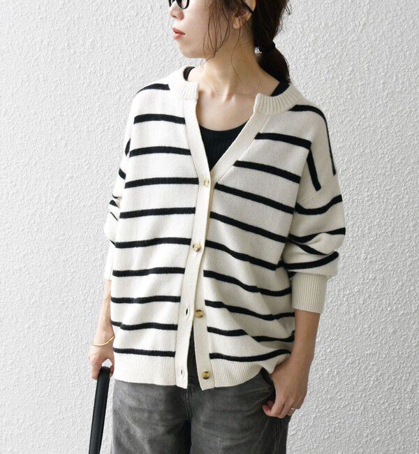 SHIPS any「SHIPS any:〈手洗い可能〉AQUA カシミヤ ミックス スキッパー カーディガン」|カーディガン|