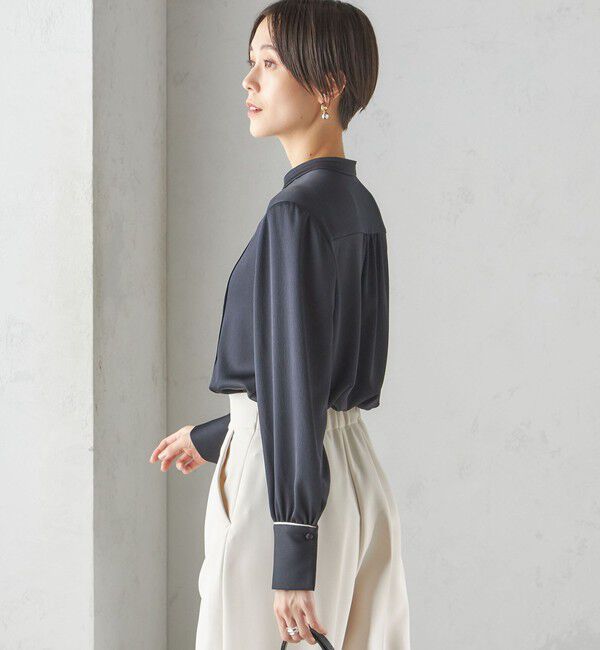 SHIPS for women「〈手洗い可能〉ハンマー サテン ピンタック ブラウス」|シャツ・ブラウス|