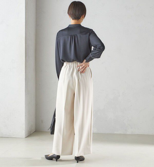 SHIPS for women「〈手洗い可能〉ハンマー サテン ピンタック ブラウス」|シャツ・ブラウス|