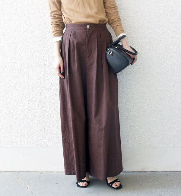 SHIPS any「SHIPS any:〈洗濯機可能〉リネン ミックス タック フレア ワイド パンツ」|その他|