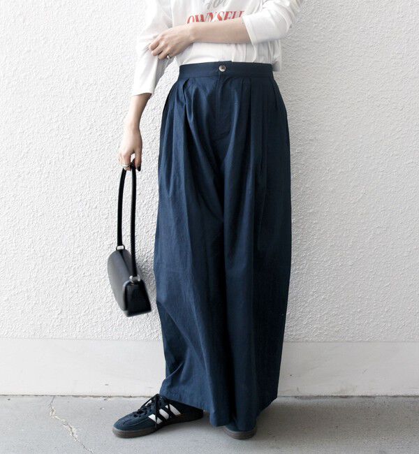 SHIPS any「SHIPS any:〈洗濯機可能〉リネン ミックス タック フレア ワイド パンツ」|その他|