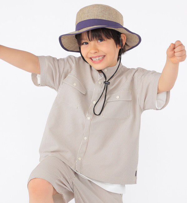 SHIPS KIDS「SHIPS KIDS:100～130cm /〈UVカット/吸水速乾〉ドライタッチ ストライプ シャツ」|シャツ・ブラウス|