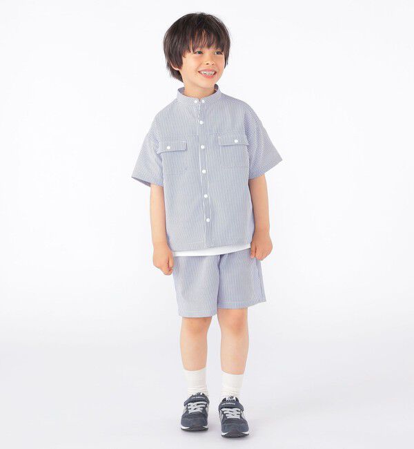 SHIPS KIDS「SHIPS KIDS:100～130cm /〈UVカット/吸水速乾〉ドライタッチ ストライプ シャツ」|シャツ・ブラウス|