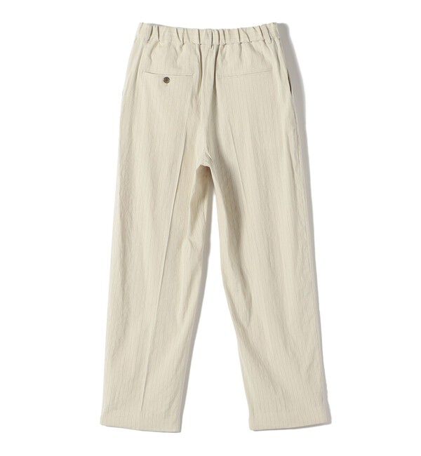 SHIPS for women「SHIPS Primary Navy Label:麻混 ストライプ ストレッチ テーパード パンツ」|スラックス|