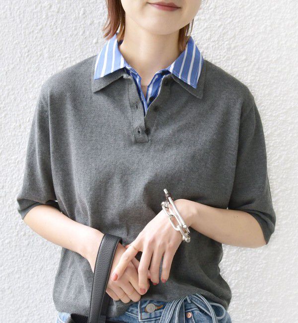 SHIPS for women「【WEB限定】〈手洗い可能〉ダブルカラー ショート スリーブ ポロ」|ポロシャツ|